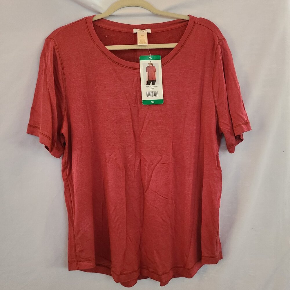 NWT Women's Matty M French Terry T-Shirt Size XL Clay Color NWT Back Split